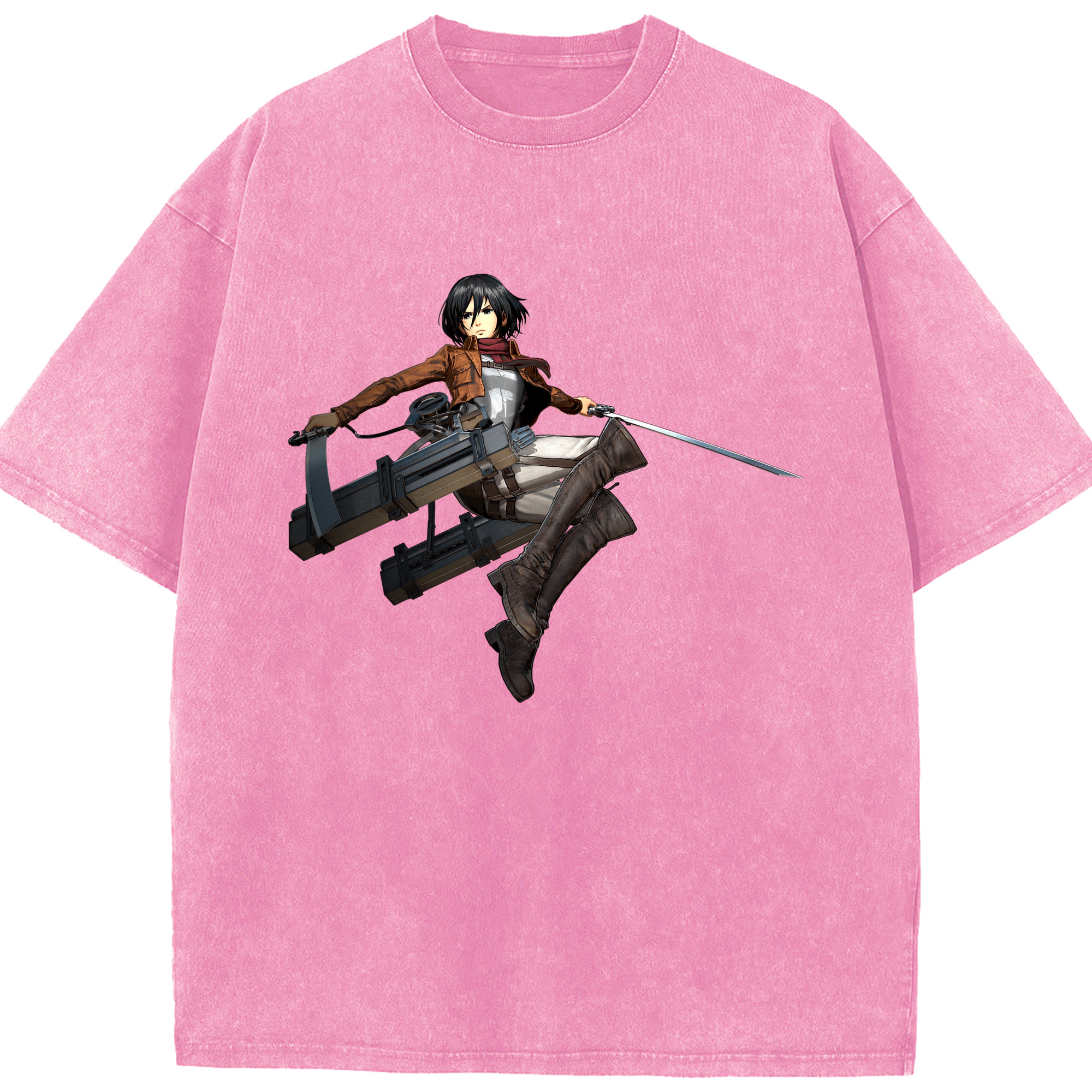 （画像用） 進撃の巨人 ミカサ·アッカーマン Attack on Titan Mikasa Ackerman 綿100% ヴィンテージ風 半袖Tシャツ（フロントプリント）
